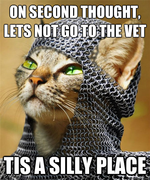 On second thought, lets not go to the vet Tis a silly place - On second thought, lets not go to the vet Tis a silly place  Sir Whiskers