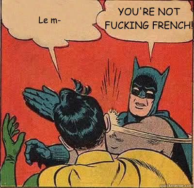 Le m- YOU'RE NOT FUCKING FRENCH!  Batman Slapping Robin