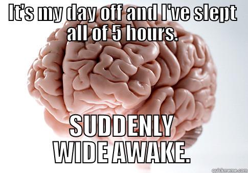 IT'S MY DAY OFF AND I'VE SLEPT ALL OF 5 HOURS. SUDDENLY WIDE AWAKE. Scumbag Brain