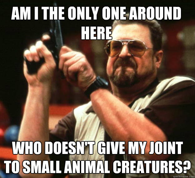 Am I the only one around here Who doesn't give my joint to small animal creatures?  Walter