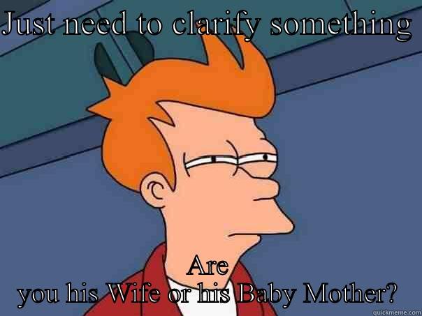 JUST NEED TO CLARIFY SOMETHING  ARE YOU HIS WIFE OR HIS BABY MOTHER? Futurama Fry
