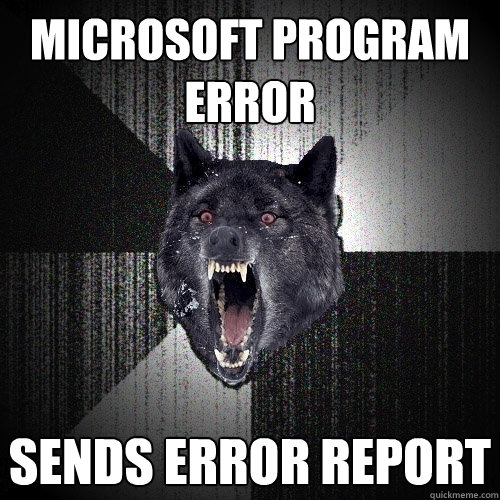Microsoft program error sends error report  Insanity Wolf
