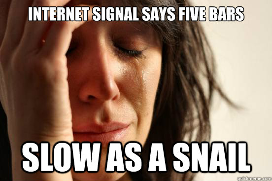 Internet signal says five bars slow as a snail - Internet signal says five bars slow as a snail  First World Problems