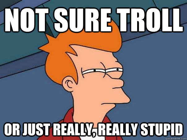 Not sure troll Or just really, really stupid  Futurama Fry