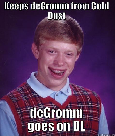 KEEPS DEGROMM FROM GOLD DUST DEGROMM GOES ON DL Bad Luck Brian