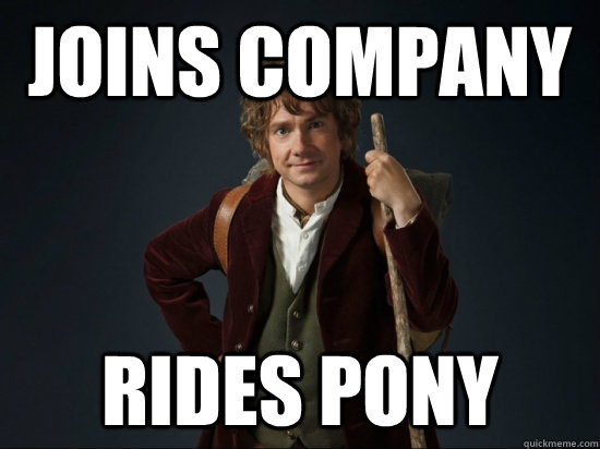Joins company  rides pony  