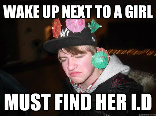 wake up next to a girl must find her I.D  