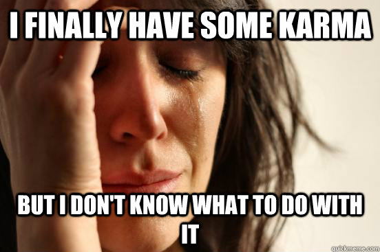 I finally have some karma But I don't know what to do with it  First World Problems