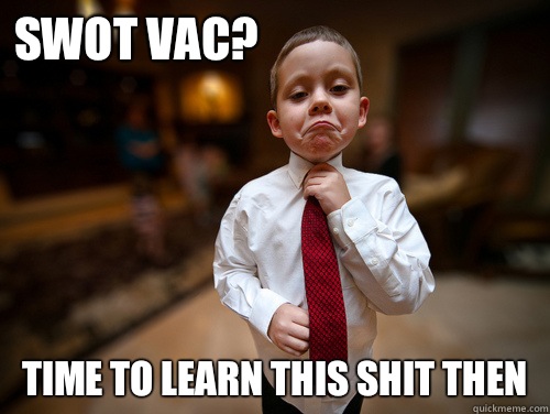 Swot vac? Time to learn this shit then  Not bad business kid
