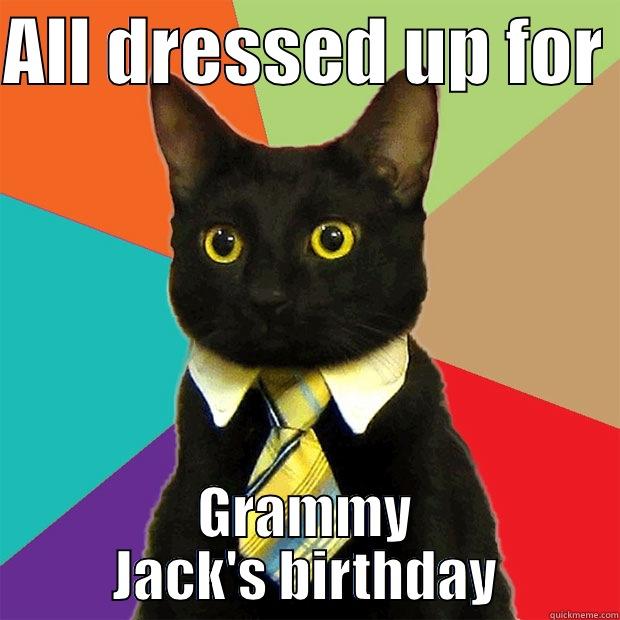ALL DRESSED UP FOR  GRAMMY JACK'S BIRTHDAY Business Cat