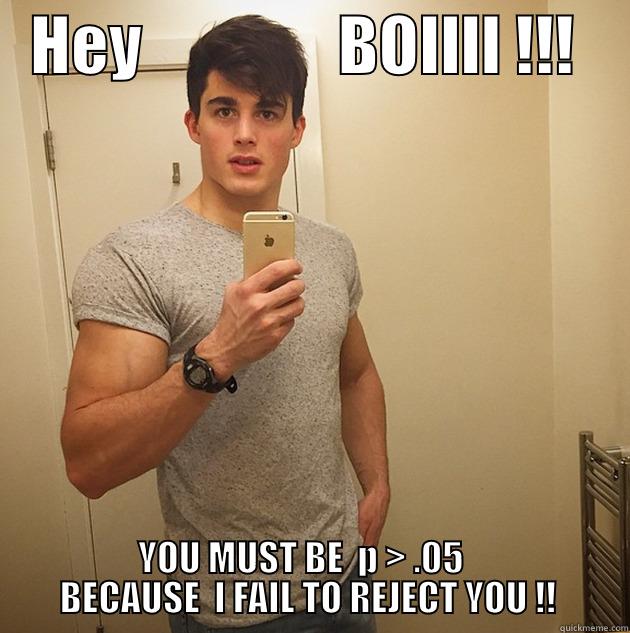   HEY               BOILLL !!!         YOU MUST BE  P > .05                BECAUSE  I FAIL TO REJECT YOU !!          Misc
