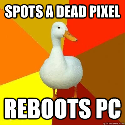 spots a dead pixel  reboots pc  Tech Impaired Duck