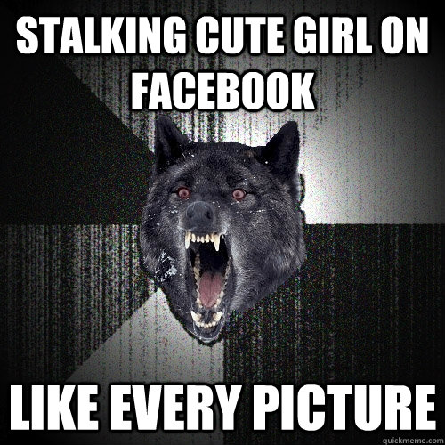 stalking cute girl on facebook like every picture  Insanity Wolf