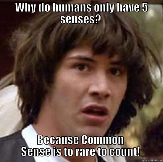  WHY DO HUMANS ONLY HAVE 5 SENSES? BECAUSE COMMON SENSE IS TO RARE TO COUNT! conspiracy keanu