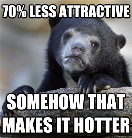 70% Less attractive somehow that makes it hotter   Confession Bear