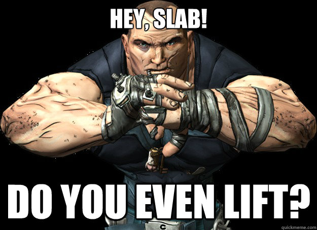 Hey, slab! Do you even lift?  Borderlands Brick