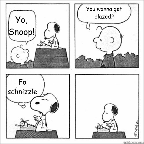 Yo, Snoop! You wanna get blazed? Fo schnizzle   Shitty Peanuts