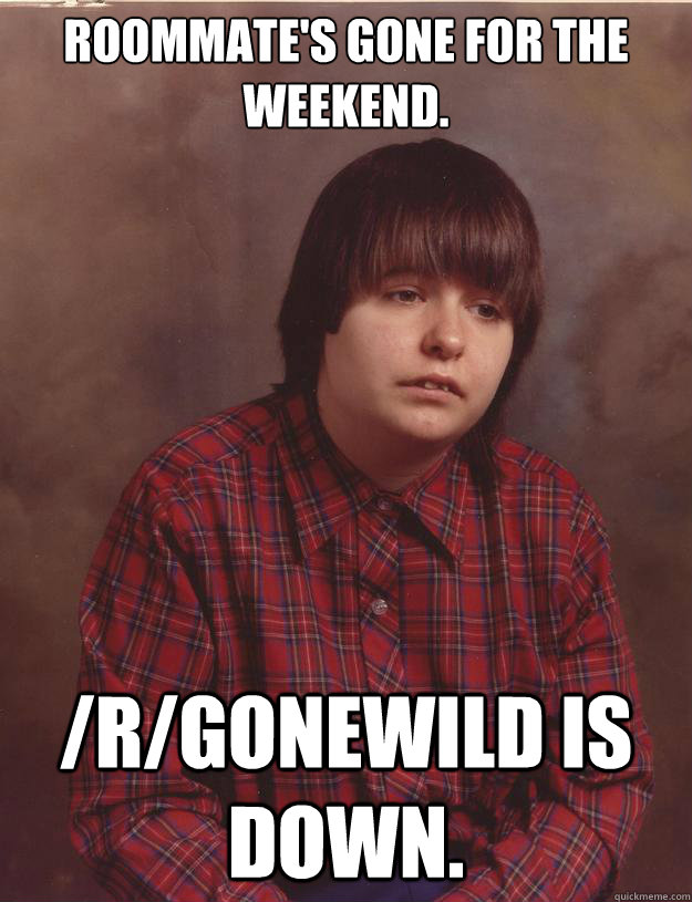 Roommate's gone for the weekend. /r/gonewild is down.   Sad Redditor