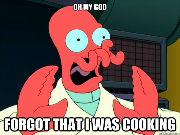 Oh my god Forgot that i was cooking  Zoidberg