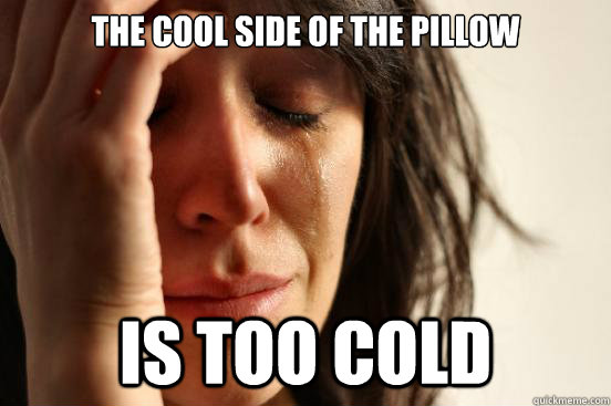 The cool side of the pillow is too cold  First World Problems