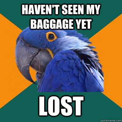 Haven't seen my baggage yet lost   Paranoid Parrot