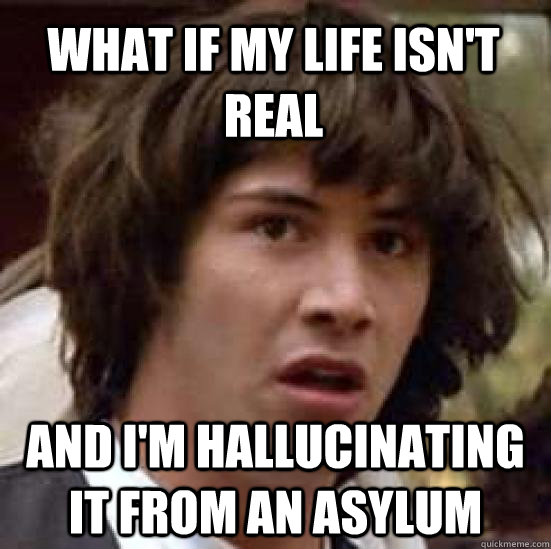 What if my life isn't real and i'm hallucinating it from an asylum - What if my life isn't real and i'm hallucinating it from an asylum  conspiracy keanu