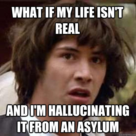 What if my life isn't real and i'm hallucinating it from an asylum  conspiracy keanu