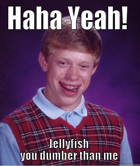 HAHA YEAH! JELLYFISH YOU DUMBER THAN ME Bad Luck Brian