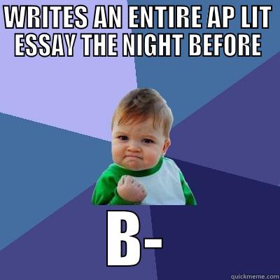 WRITES AN ENTIRE AP LIT ESSAY THE NIGHT BEFORE B- Success Kid