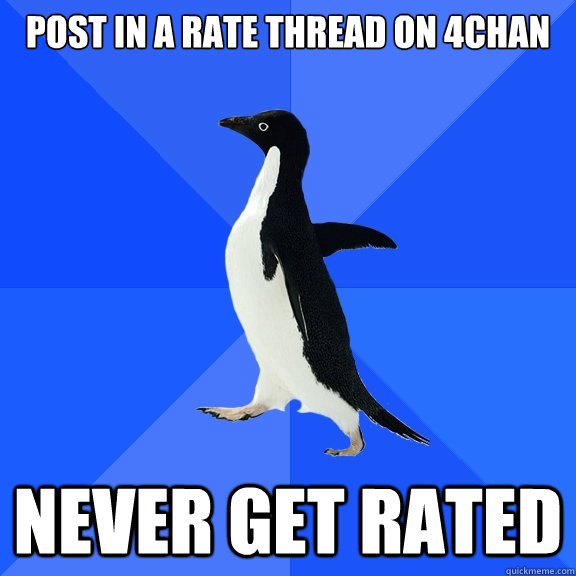 Post in a rate thread on 4chan never get rated  Socially Awkward Penguin
