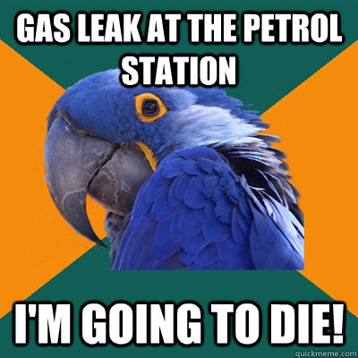 gas leak at the petrol station I'm going to die!  Paranoid Parrot