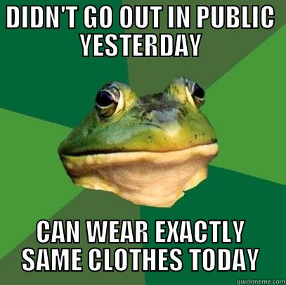 DIDN'T GO OUT IN PUBLIC YESTERDAY CAN WEAR EXACTLY SAME CLOTHES TODAY Foul Bachelor Frog