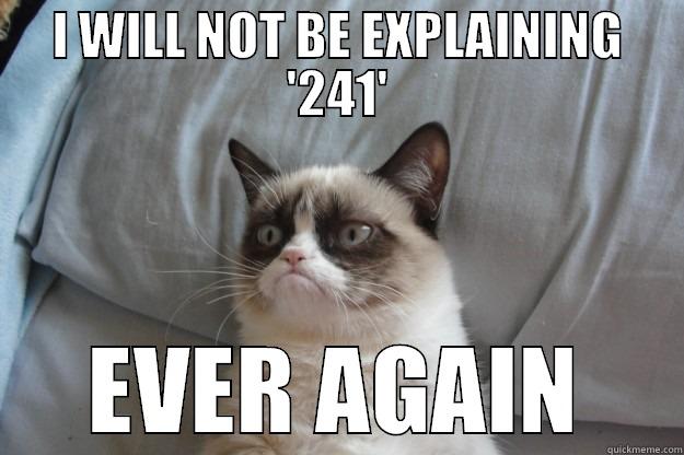 I WILL NOT BE EXPLAINING '241' EVER AGAIN Grumpy Cat