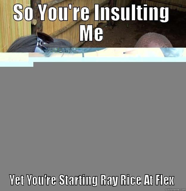 SO YOU'RE INSULTING ME YET YOU'RE STARTING RAY RICE AT FLEX Skeptical Third World Kid
