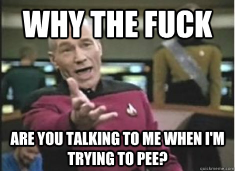 Why the fuck are you talking to me when I'm trying to pee? - Why the fuck are you talking to me when I'm trying to pee?  Misc