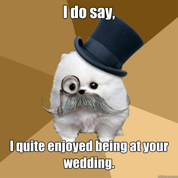 I do say, I quite enjoyed being at your wedding.  Philanthropist Pomeranian