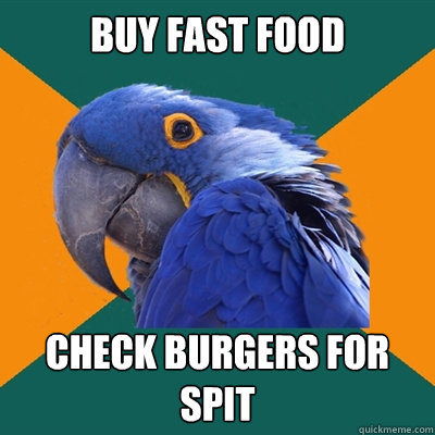 Buy Fast food Check burgers for spit  Paranoid Parrot