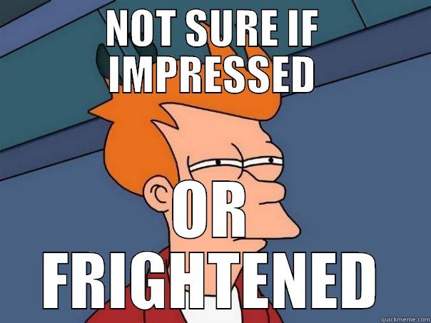 NOT SURE IF IMPRESSED OR FRIGHTENED Futurama Fry