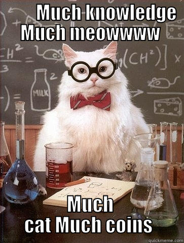          MUCH KNOWLEDGE MUCH MEOWWWW MUCH CAT MUCH COINS  Chemistry Cat