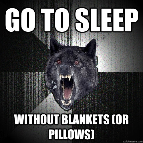 Go to sleep without blankets (or pillows)  Insanity Wolf