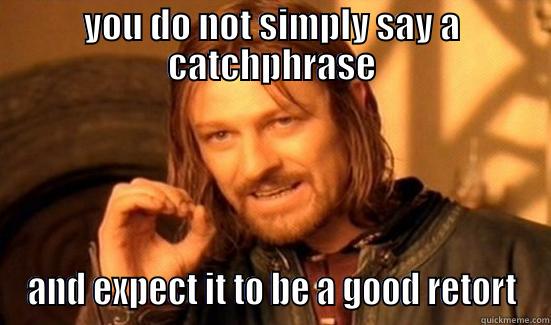 YOU DO NOT SIMPLY SAY A CATCHPHRASE AND EXPECT IT TO BE A GOOD RETORT Boromir