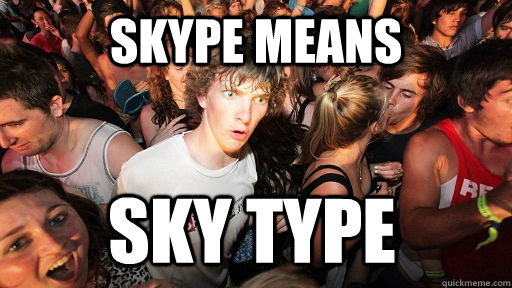 skype means sky type  Sudden Clarity Clarence