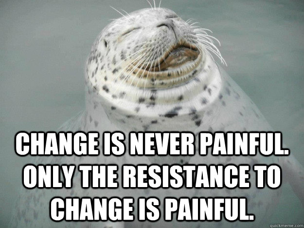 Change is never painful. Only the resistance to change is painful.  Zen Seal