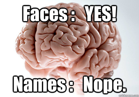 Faces :   YES! Names :   Nope.  Scumbag Brain