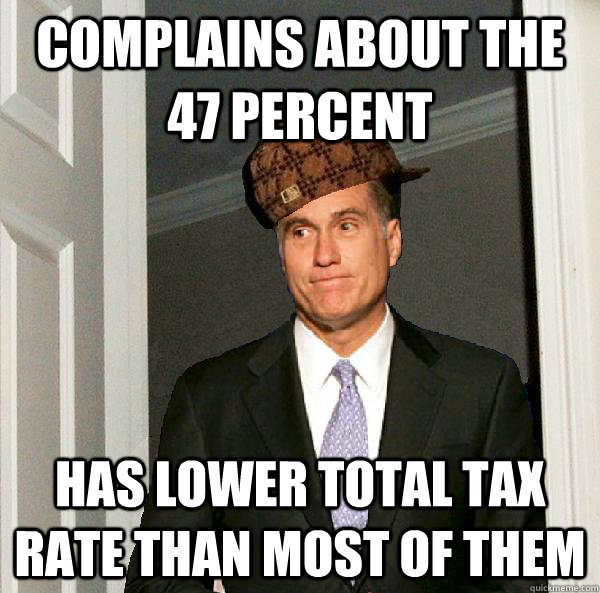 complains about the 47 percent has lower total tax rate than most of them - complains about the 47 percent has lower total tax rate than most of them  Scumbag Mitt Romney