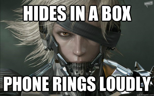Hides in a box  phone rings loudly - Hides in a box  phone rings loudly  Metal Gear Logic