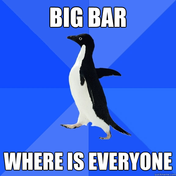 Big Bar Where is everyone  Socially Awkward Penguin