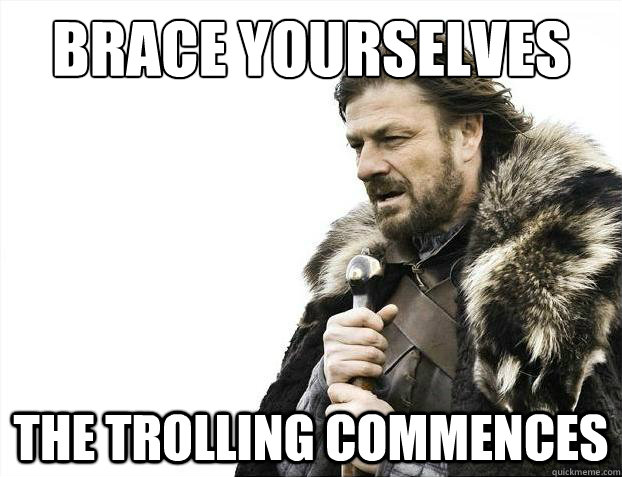 Brace yourselves The trolling commences  Brace Yourselves - Borimir