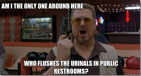 Am I the only one around here  who flushes the urinals in public restrooms?  Walter Sobchak Rules