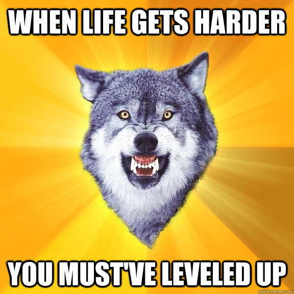 when life gets harder you must've leveled up  Courage Wolf